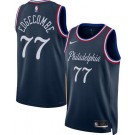 Men's Philadelphia 76ers #77 VJ Edgecombe Navy 2025 City Heat Press Jersey