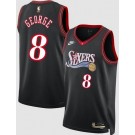 Men's Philadelphia 76ers #8 Paul George Black Classic Heat Press Jersey