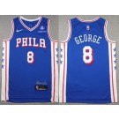 Men's Philadelphia 76ers #8 Paul George Blue Sponsor Swingman Jersey