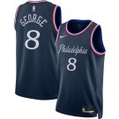 Men's Philadelphia 76ers #8 Paul George Navy 2025 City Heat Press Jersey