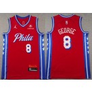 Men's Philadelphia 76ers #8 Paul George Red Statement Sponsor Swingman Jersey