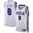 Men's Philadelphia 76ers #8 Paul George White Heat Press Jersey