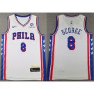 Men's Philadelphia 76ers #8 Paul George White Sponsor Swingman Jersey