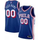 Men's Philadelphia 76ers Custom Blue Heat Press Jersey