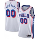Men's Philadelphia 76ers Custom White Heat Press Jersey