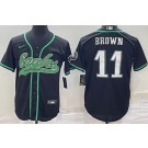 Men's Philadelphia Eagles #11 AJ Brown Black Baseball Jersey