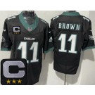 Men's Philadelphia Eagles #11 AJ Brown Limited Black 2025 Captain Patch FUSE Vapor Jersey