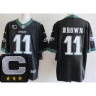 Men's Philadelphia Eagles #11 AJ Brown Limited Black 2025 Captain Patch Vapor Jersey