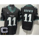 Men's Philadelphia Eagles #11 AJ Brown Limited Black C Patch FUSE Vapor Jersey