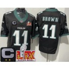 Men's Philadelphia Eagles #11 AJ Brown Limited Black C Patch Super Bowl LIX FUSE Vapor Jersey