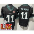 Men's Philadelphia Eagles #11 AJ Brown Limited Black Super Bowl LIX FUSE Vapor Jersey