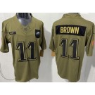Men's Philadelphia Eagles #11 AJ Brown Limited Green 2025 Salute To Service Jersey
