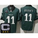 Men's Philadelphia Eagles #11 AJ Brown Limited Midnight Green 2025 Captain Patch FUSE Vapor Jersey