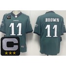 Men's Philadelphia Eagles #11 AJ Brown Limited Midnight Green 2025 Captain Patch Vapor Jersey