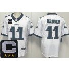 Men's Philadelphia Eagles #11 AJ Brown Limited White 2025 Captain Patch Vapor Jersey