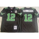 Men's Philadelphia Eagles #12 Randall Cunningham Black 1990 Throwback Jersey
