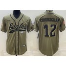 Men's Philadelphia Eagles #12 Randall Cunningham Limited Olive 2022 Salute To Service Baseball Jersey