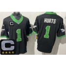 Men's Philadelphia Eagles #1 Jalen Hurts Limited Black Alternate C Patch FUSE Vapor Jersey