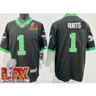 Men's Philadelphia Eagles #1 Jalen Hurts Limited Black Alternate Super Bowl LIX Vapor Jersey