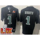 Men's Philadelphia Eagles #1 Jalen Hurts Limited Black Fashion Super Bowl LIX FUSE Vapor Jersey