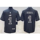 Men's Philadelphia Eagles #1 Jalen Hurts Limited Black RFLCTV Jersey