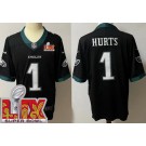 Men's Philadelphia Eagles #1 Jalen Hurts Limited Black Super Bowl LIX Vapor Jersey