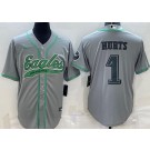 Men's Philadelphia Eagles #1 Jalen Hurts Limited Gray Baseball Jersey