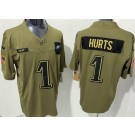 Men's Philadelphia Eagles #1 Jalen Hurts Limited Green 2025 Salute To Service Jersey