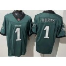 Men's Philadelphia Eagles #1 Jalen Hurts Limited Midnight Green FUSE Vapor Jersey
