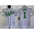 Men's Philadelphia Eagles #1 Jalen Hurts Limited White 2023 Baseball Jersey