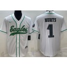 Men's Philadelphia Eagles #1 Jalen Hurts Limited White Baseball Jersey