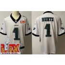 Men's Philadelphia Eagles #1 Jalen Hurts Limited White Super Bowl LIX Vapor Jersey