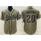 Men's Philadelphia Eagles #20 Brian Dawkins Limited Olive 2022 Salute To Service Baseball Jersey