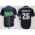 Men's Philadelphia Eagles #26 Saquon Barkley Limited Black Baseball Jersey