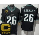 Men's Philadelphia Eagles #26 Saquon Barkley Limited Black Captain Patch FUSE Vapor Jersey