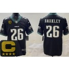 Men's Philadelphia Eagles #26 Saquon Barkley Limited Black Captain Patch Vapor Jersey