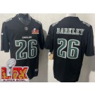 Men's Philadelphia Eagles #26 Saquon Barkley Limited Black Fashion Super Bowl LIX FUSE Vapor Jersey
