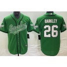Men's Philadelphia Eagles #26 Saquon Barkley Limited Kelly Green Baseball Jersey