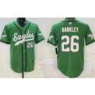 Men's Philadelphia Eagles #26 Saquon Barkley Limited Kelly Green Fashion Baseball Jersey