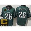 Men's Philadelphia Eagles #26 Saquon Barkley Limited Midnight Green Captain Patch FUSE Vapor Jersey