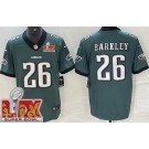 Men's Philadelphia Eagles #26 Saquon Barkley Limited Midnight Green New Logo Super Bowl LIX Vapor Jersey