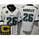 Men's Philadelphia Eagles #26 Saquon Barkley Limited White Captain Patch FUSE Vapor Jersey