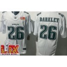 Men's Philadelphia Eagles #26 Saquon Barkley Limited White Fashion Super Bowl LIX FUSE Vapor Jersey