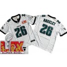 Men's Philadelphia Eagles #26 Saquon Barkley Limited White New Logo Super Bowl LIX FUSE Vapor Jersey