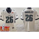 Men's Philadelphia Eagles #26 Saquon Barkley Limited White Super Bowl LIX Vapor Jersey