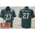 Men's Philadelphia Eagles #27 Quinyon Mitchell Limited Midnight Green Super Bowl LIX Vapor Jersey