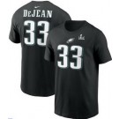 Men's Philadelphia Eagles #33 Cooper DeJean Black Super Bowl LIX Patch T Shirt