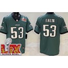 Men's Philadelphia Eagles #53 Zack Baun Limited Green Super Bowl LIX Vapor Jersey