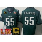 Men's Philadelphia Eagles #55 Brandon Graham Limited Midnight Green C Patch Super Bowl LIX FUSE Vapor Jersey