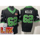 Men's Philadelphia Eagles #62 Jason Kelce Limited Black Alternate Super Bowl LIX FUSE Vapor Jersey